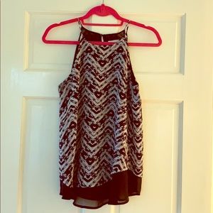 Black and White Charming Charlie Chiffon Tank